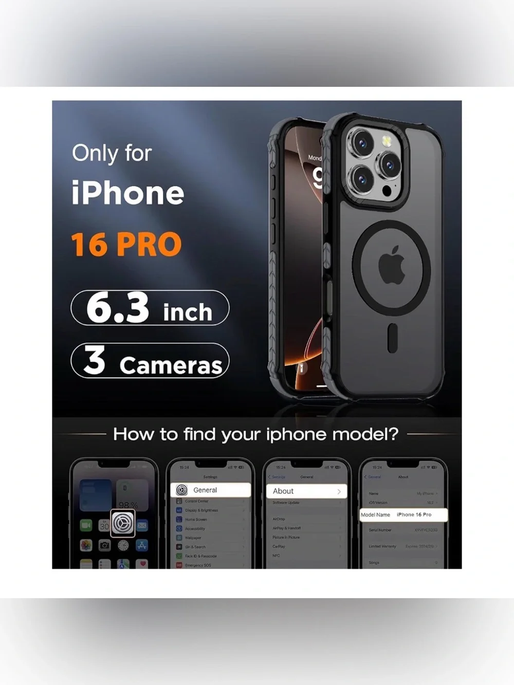 Strong magnetic case for I phone 16pro 6.3-inch compatible with magsafe New
